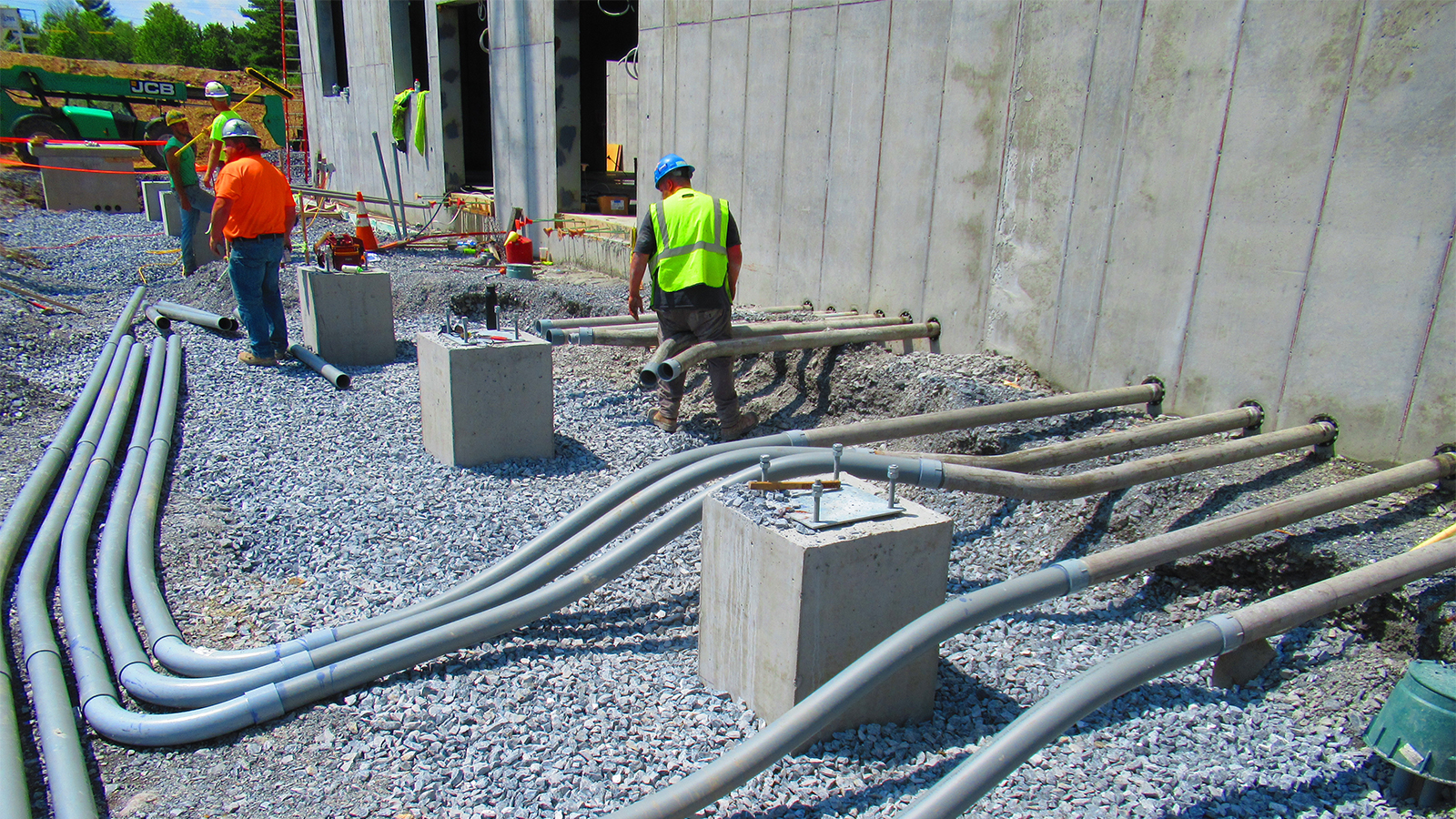 Geothermal pipes being installed