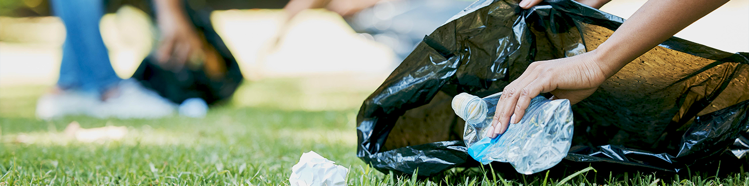  People picking up trash